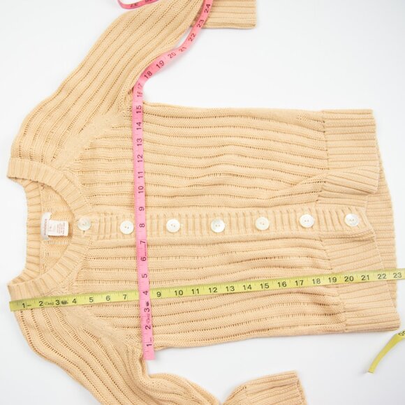 Sundance Cardigan Sweater Linen Cotton 3/4 Sleeve Knit Beige Yellow Size Small - Picture 5 of 5